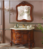 欧式红橡木浴室柜仿古弧形转角洗手台盆美式开放漆储物天然大理石