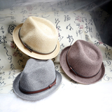夏季韩国休闲单皮带针织爵士帽子男女通用光身沙滩度假小礼帽折叠