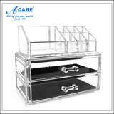 Acare桌面抽柜式式亚克力透明化妆品收纳盒大号梳妆台塑料置物架