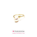 【pearlboom】情人节礼物 日本akoya海水珍珠戒指 爱心14K金戒指