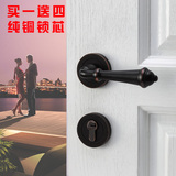 分体门锁三件套卧室 美式田园门锁室内家用实木现代静音套装门锁