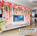 5D蔷薇花浮雕祥云大型壁画卧室客厅电视沙发背景壁纸宾馆酒店墙纸