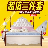 韩式田园床1.2米儿童公主床白色实木欧式床1.5米地中海风格储物床