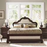 新款美式乡村实木床雕花双人床法式床布艺软包床卧室床欧式床特价
