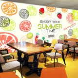 大型可爱卡通水果木板壁纸简约餐饮店主题餐厅休闲吧背景墙纸壁画
