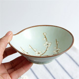 日本进口陶瓷餐具 美浓烧经典蓝梅带把蘸料碟酱料碗调味碟咸菜碟