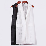 2016夏季薄款韩国西装马甲女中长款大码显瘦雪纺开衫背心马夹外套