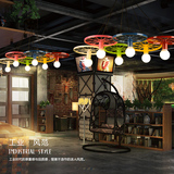 北欧创意个性简约餐厅吧台铁艺车轮loft复古工业风酒吧网咖吧吊灯