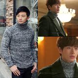 韩国代购男装冬季韩版时尚加厚高领保暖修身毛衣潮男士套头针织衫