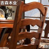 SFAC吉森木业 带布艺软座垫纯柏木家具全实木书椅美式餐椅 餐桌书