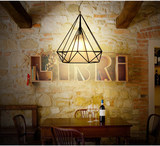 北欧创意复古铁艺吊灯Loft个性钻石鸟笼吊灯布艺酒吧台客餐厅吊灯