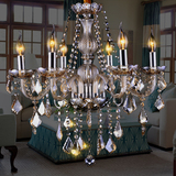 欧式蜡烛水晶灯6/8头琥珀色客厅卧室吊灯大气玻璃简约复式餐厅灯
