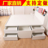 简约现代抽屉床板式床1.5米1.8米双人床高箱储物床收纳床定制包邮