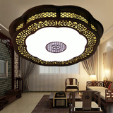 中式吸顶灯实木客厅灯具圆形LED亚克力木艺餐厅卧室复古大厅灯饰