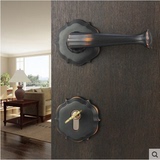 铜锁黑色门锁简约美式室内分体锁房门黑色卧室执手锁具ME1210