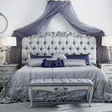 欧式新古典实木床软包布艺床卧室拉扣雕刻双人床+床头柜可定制