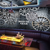 3D立体抽象金属网吧酒吧齿轮壁纸主题酒店咖啡厅餐厅墙纸大型壁画