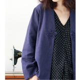 原创设计师女装大码棉麻短外套文艺复古中式开衫宽松气质上衣春款