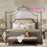 环保美式实木床1.8米布艺软包四柱床 欧式双人床高端卧室家具定制