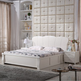 新款简约时尚白色床韩式田园公主床1.8米1.5米实木床储物双人床