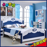 韩式儿童床男孩单人床青少年王子床 儿童家具套房组合儿童高箱床