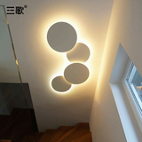 现代简约创意LED室内背景墙壁灯过道走廊卧室床头圆形楼梯间壁灯