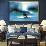 风景抽象油画横幅梦幻山河意境装饰高档客厅抽象厚油肌理定制包邮