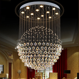 现代客厅灯具大气创意大厅餐厅圆形水晶吊灯简约卧室灯楼梯长吊灯