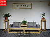 新中式现代罗汉沙发床实木家具组合简约贵妃榻老榆木免漆罗汉床