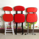 加固皮革简约家用简易布面红椅子 结婚椅子红色折叠椅靠背椅凳子