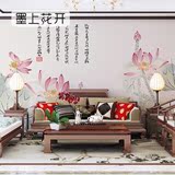 中式大型壁画沙发书房客厅影电视背景墙纸卧室墙水墨荷花环保壁纸