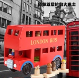 超大儿童木制玩具车益智汽车模型运输公交车大红双层伦敦巴士