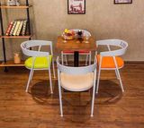 欧式复古咖啡厅奶茶店实木铁艺酒吧西餐桌椅组合休闲吧桌椅套件
