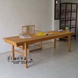 老榆木免漆书桌 新中式简约办公桌书桌禅意 茶桌实木家具可定制