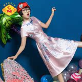 密扇2016夏新款原创设计师女装复古中国风印花不对称民族风连衣裙