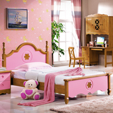 女孩儿童床简易木床全实木床1.5橡木床单人床1.2原木双人床公主床