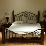 新品高档美式铁艺床 美式乡村实木床 精致双人皇帝床1.8m双人床