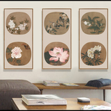 新中式客厅沙发背景墙书房卧室茶楼会所墙面装饰画扇面小品组合