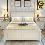 全实木床1.8米双人床现代简约床高箱储物床欧式床1.5米美式床白色