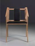 工业简约实木椅宜家桦木椅大师设计会议椅洽谈椅原木色黑坐垫靠背