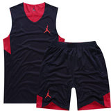 乔丹篮球服套装 双面运动比赛队服训练球衣无袖背心定制印字印号