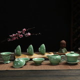 瓷韵龙泉窑青瓷整套功夫茶具6人特价茶壶茶具套装盖碗茶杯套组