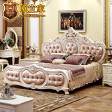 欧宜家别墅欧式床 双人床1.8米公主床高档卧室实木床高箱奢华皮床