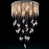 欧式水晶灯圆形吸顶时尚创意客厅灯具儿童房公主卧室蝴蝶天使吊灯