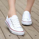 帆布鞋女学生韩版潮白色休闲鞋子夏季低帮系带运动板鞋薄底小白鞋