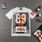 欧美街头字母风HBA69数字蘑菇云火焰印花潮牌男女宽松休闲短袖T恤
