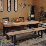 皇朗LOFT美式北欧复古餐厅铁艺实木西餐桌椅组合长方形办公桌