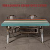 皇朗实木餐桌铁艺做旧家具美式办公会议桌书桌复古小户型桌椅组合