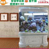 热销鱼缸水族箱欧式靠墙鞋柜底过滤弧形双圆落地创意中型大型玻璃