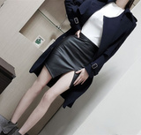 2016秋季韩国新款修身显瘦中长款双排扣两件套时尚女式风衣外套潮